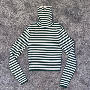 Zara Cropped Striped Turtle Neck
